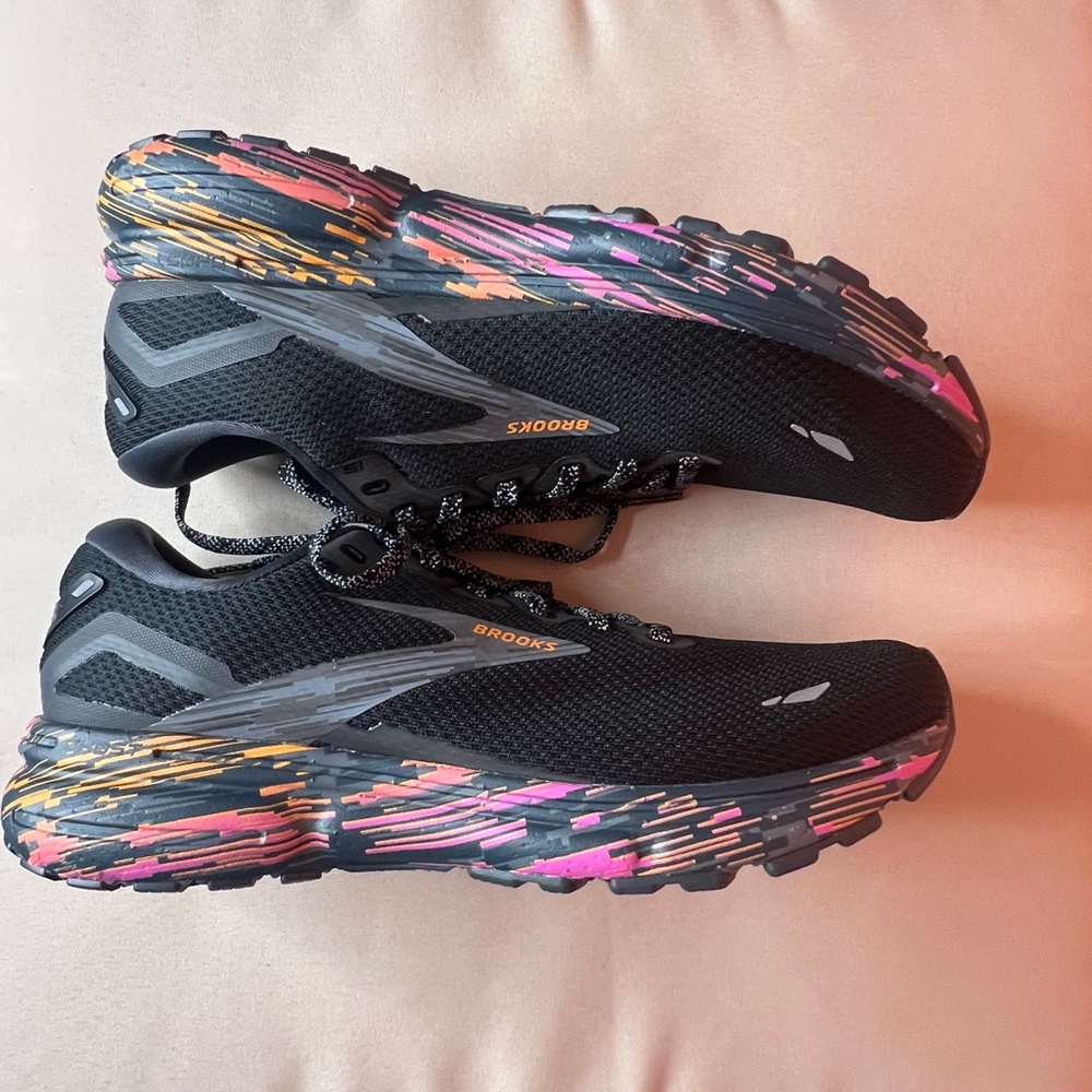 Brooks Women's Black Running Shoes with Pink and Yellow Accents - Picture 3 of 10
